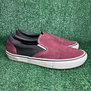 Vans Classic Slip-On Shoes Mens‎ Size 12 Maroon Suede Skate Sneakers Low Top